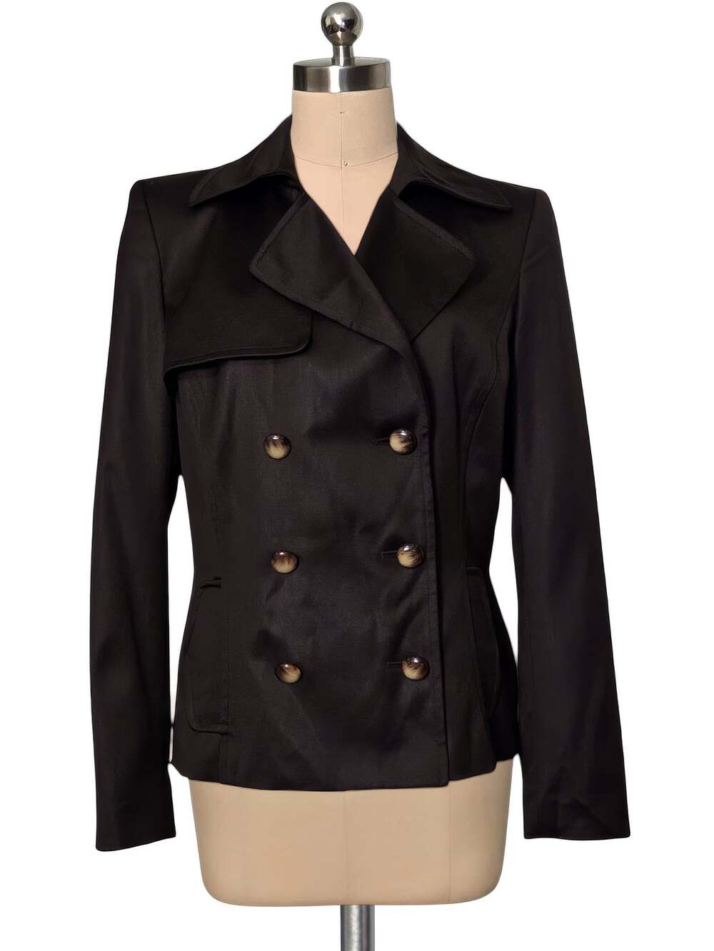 Dana Buchman Light 100% Wool Brown Double Blazer Jacket 8